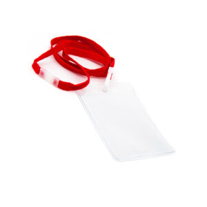 Vertikal kortholder m. lanyard rød