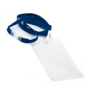Vertikal kortholder m. lanyard blå