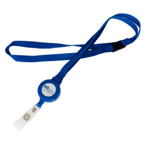 10 mm Lanyard blå m. yoyo m. doming
